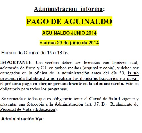 Pago de Aguinaldo